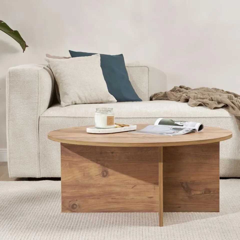 Calicosy - SOLEIL Salontafel met afgerond blad - Naturel - 90x90x40 cm