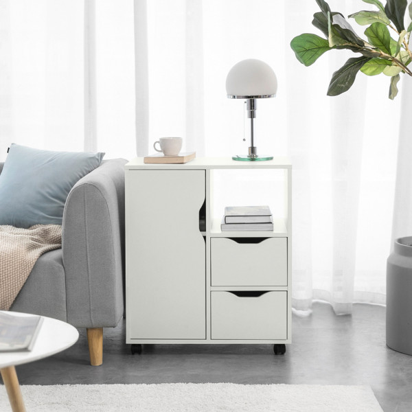 SoBuy Kontener biurowy z 2 szufladami Biały 60x35x70cm Nowoczesny FBT105-W