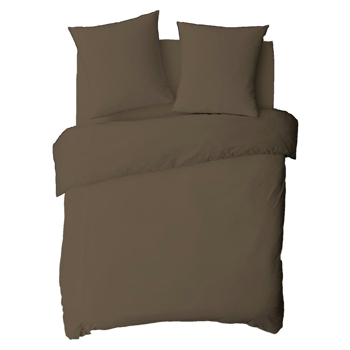 COTON UNIS - Housse de couette coton  unie taupe 140x200cm