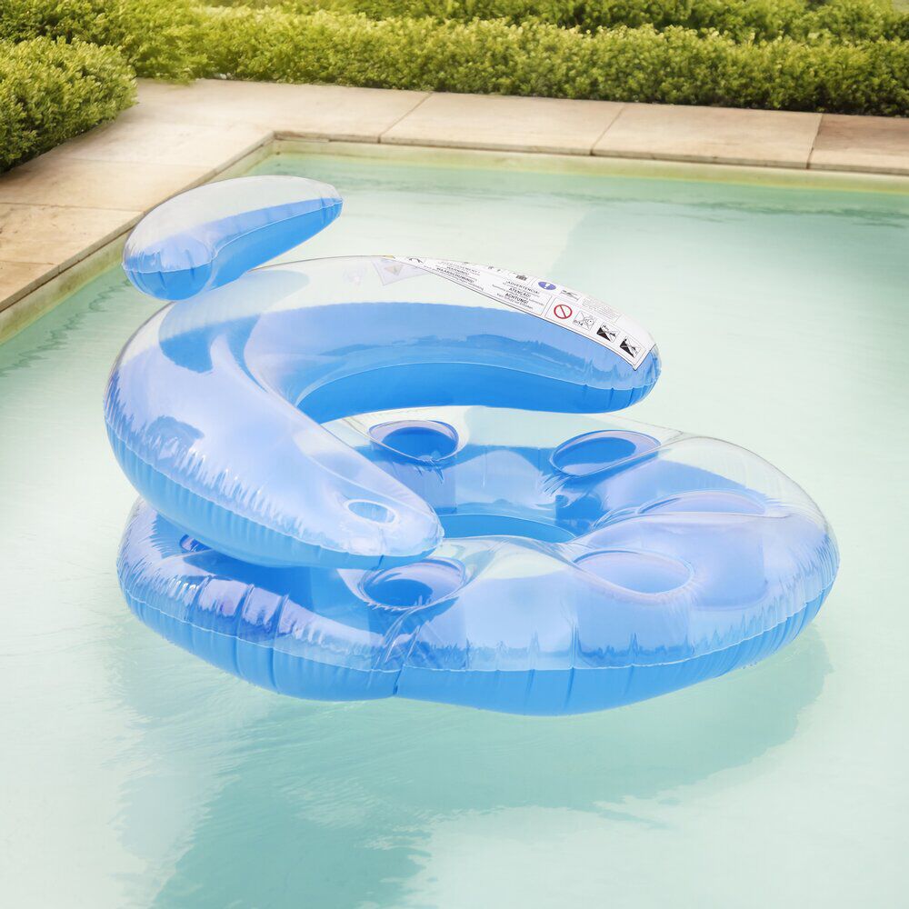 Fauteuil de piscine gonflable en plastique bleu 109x112cm