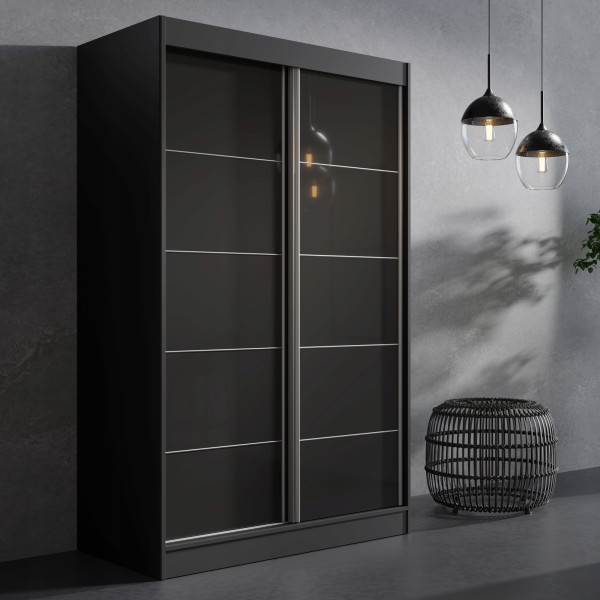 Szafa przesuwna Como 2D 120 Czarna (lacobel)