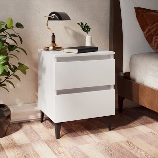 NNEVL Bed Cabinets 2 pcs White 40x35x50 cm Chipboard