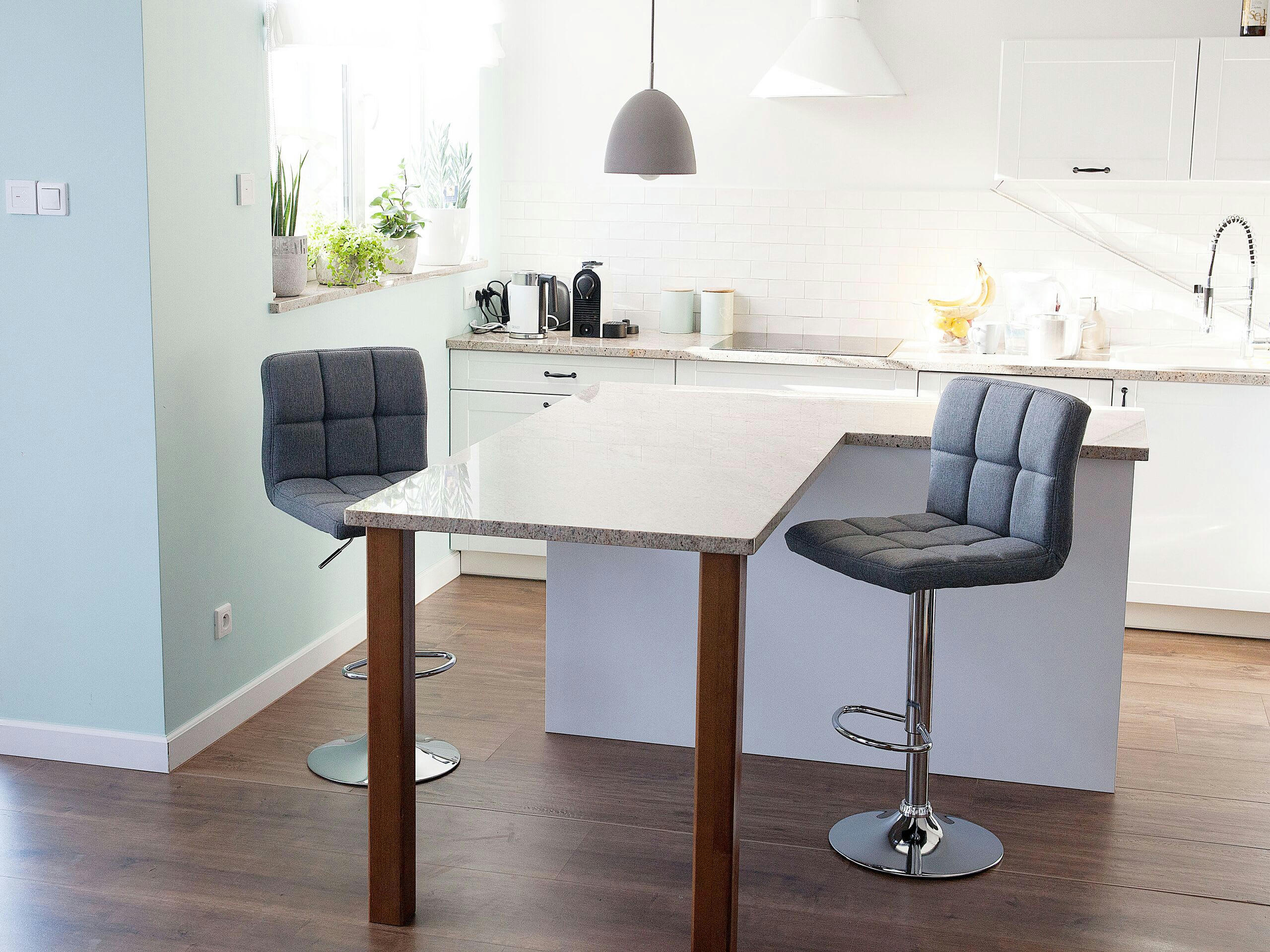 MARION - Lot de 2 chaises de bar réglables grises