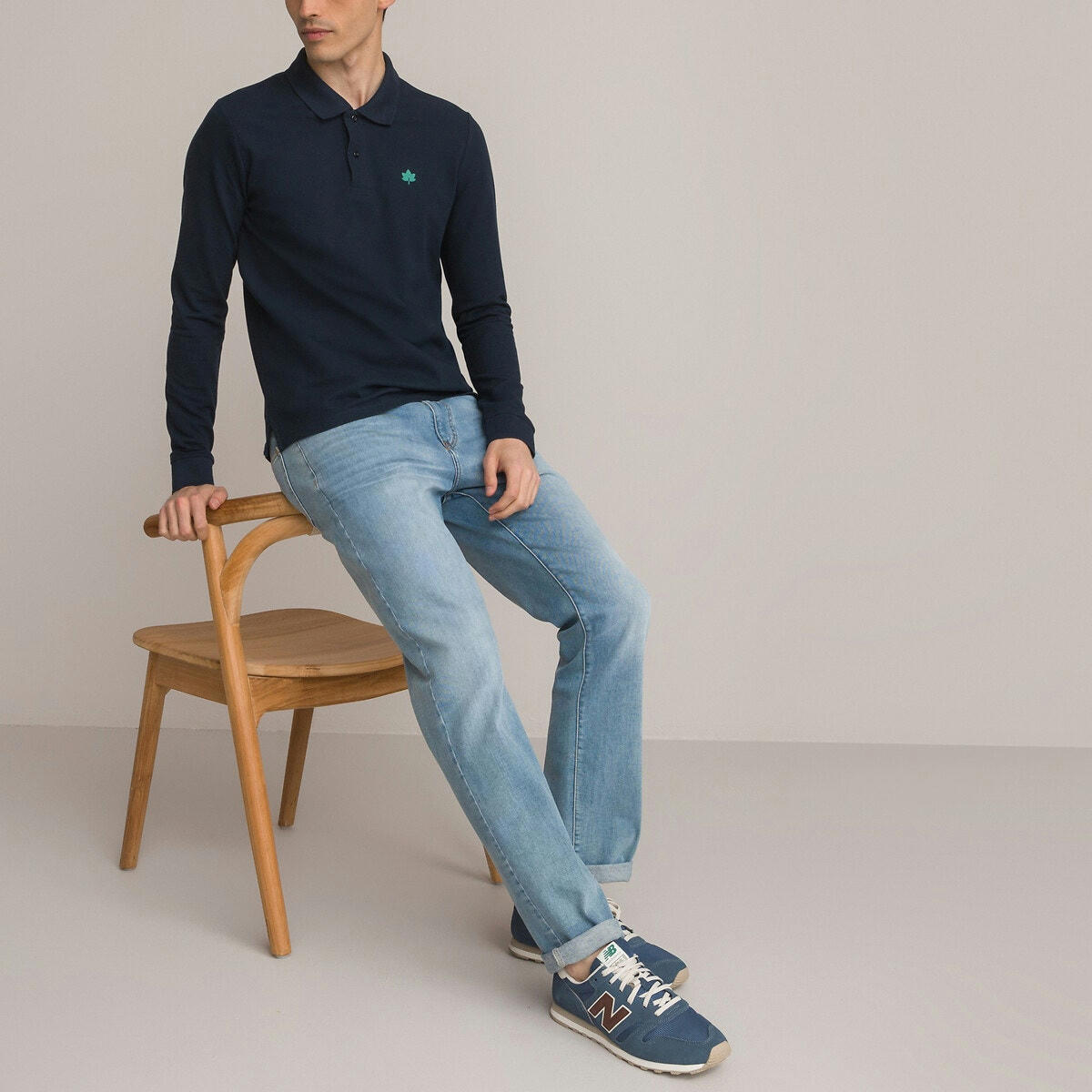Polo en pur coton manches longues