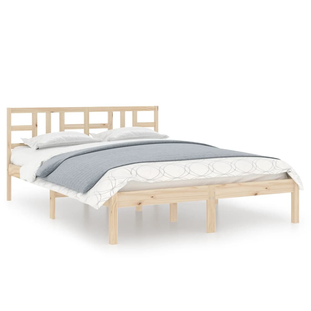 Rama łóżka lite drewno 135x190 cm podwójna