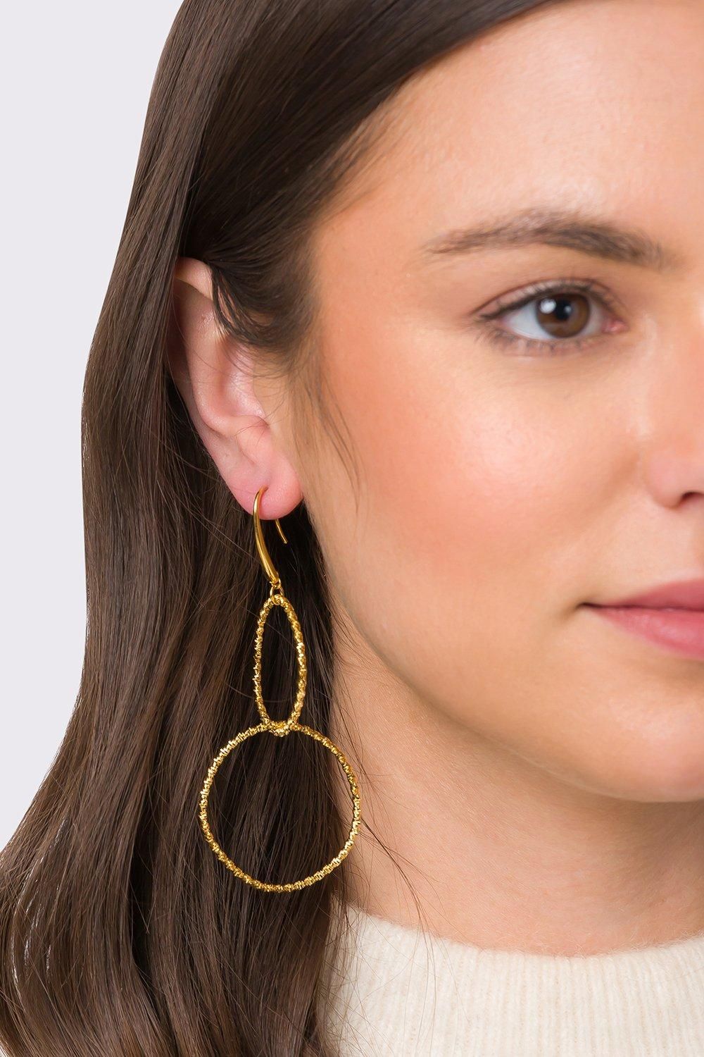 Pure Luxuries London Gift Packaged 'Sakura' 18ct Gold Plated Sterling Silver Earrings