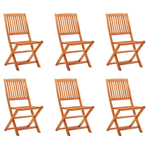 NNEVL Folding Garden Chairs 6 pcs Solid Eucalyptus Wood