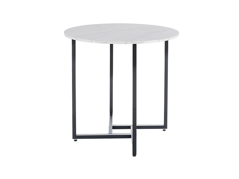 Stół okrągły ALTO II 80x80 biały marmur/czarny