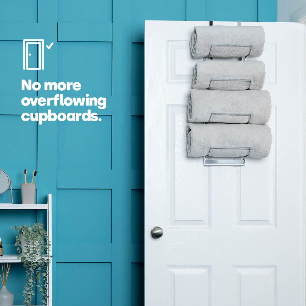 LIVIVO Over Door Towel Holder Rack Chrome 4 Tier Storage