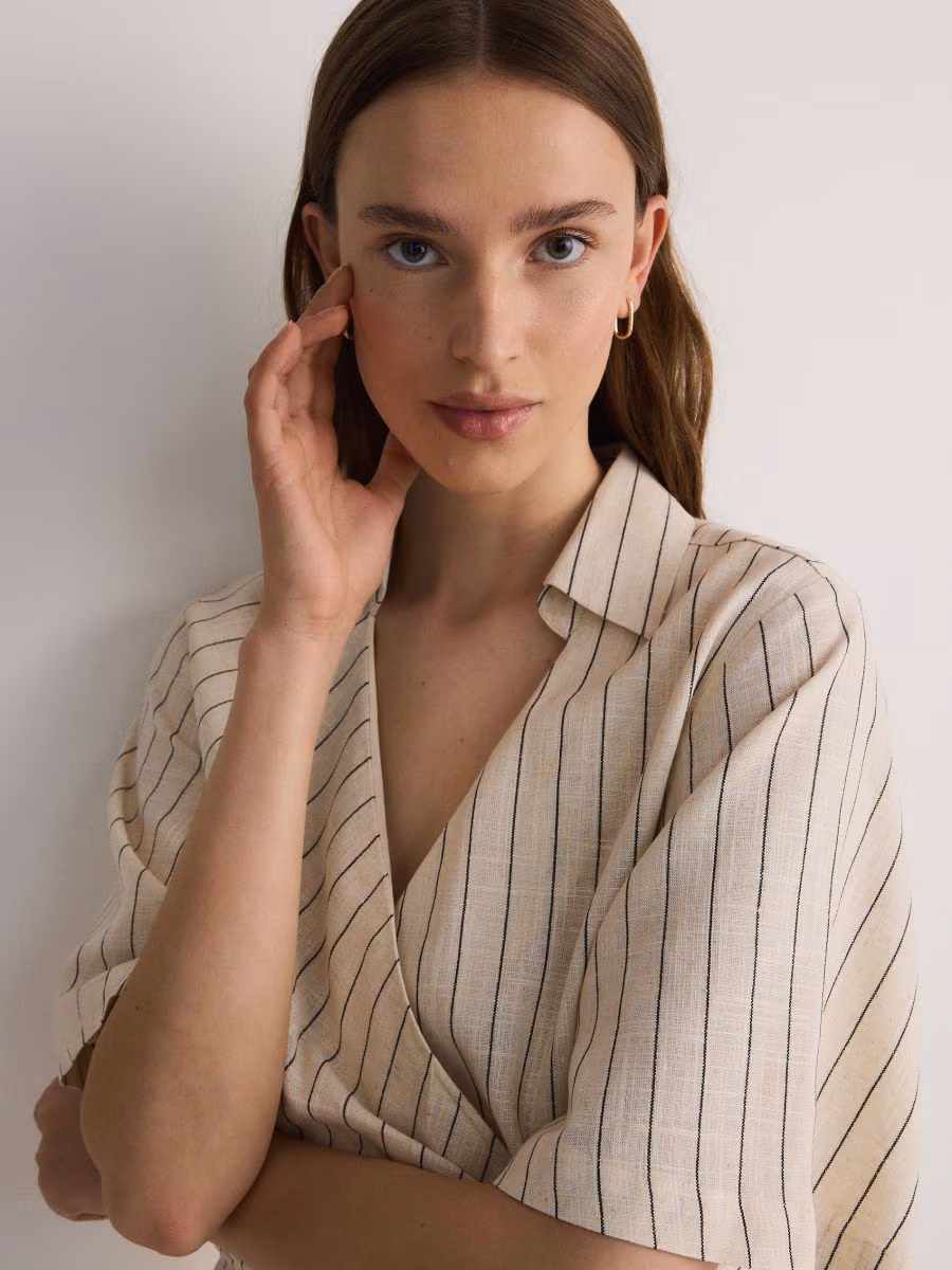 Viscose Rich Dress With Linen Blend