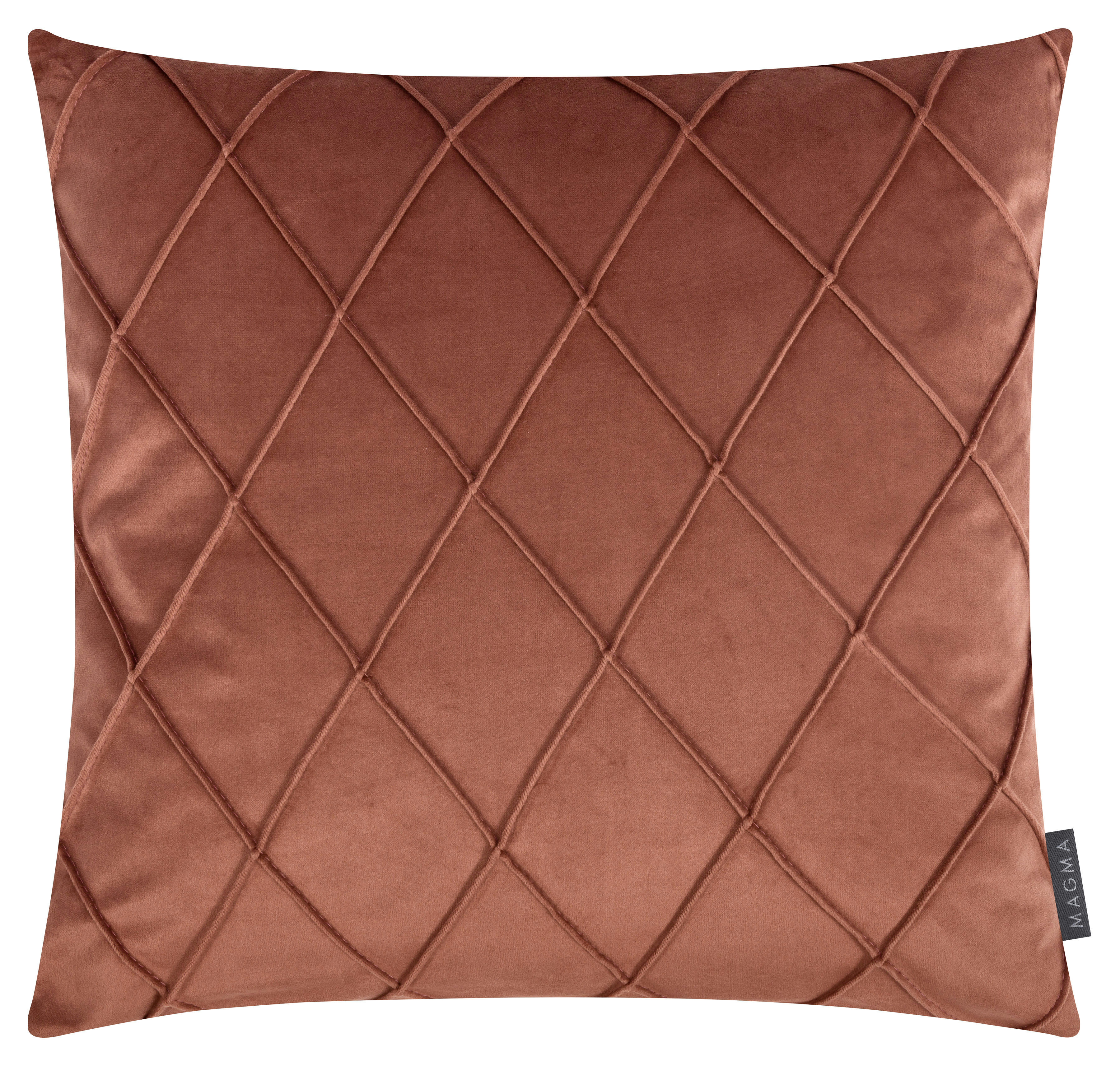 NOBLESS - Housses de coussin velours relief pli cousu terracotta 50x50-Lot de 2