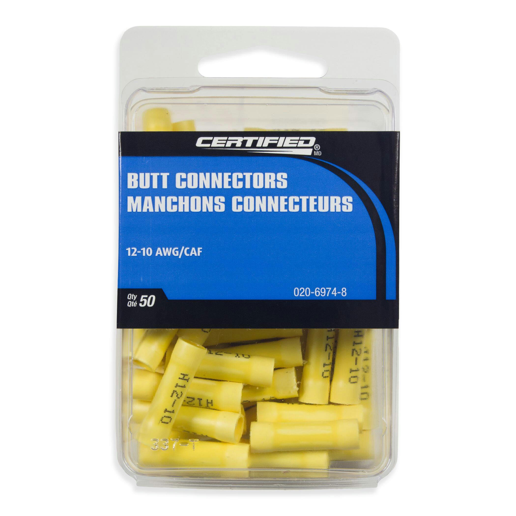 MotoMaster 12-10 AWG Automotive Butt Connector, Bulk Pack, 50-pk