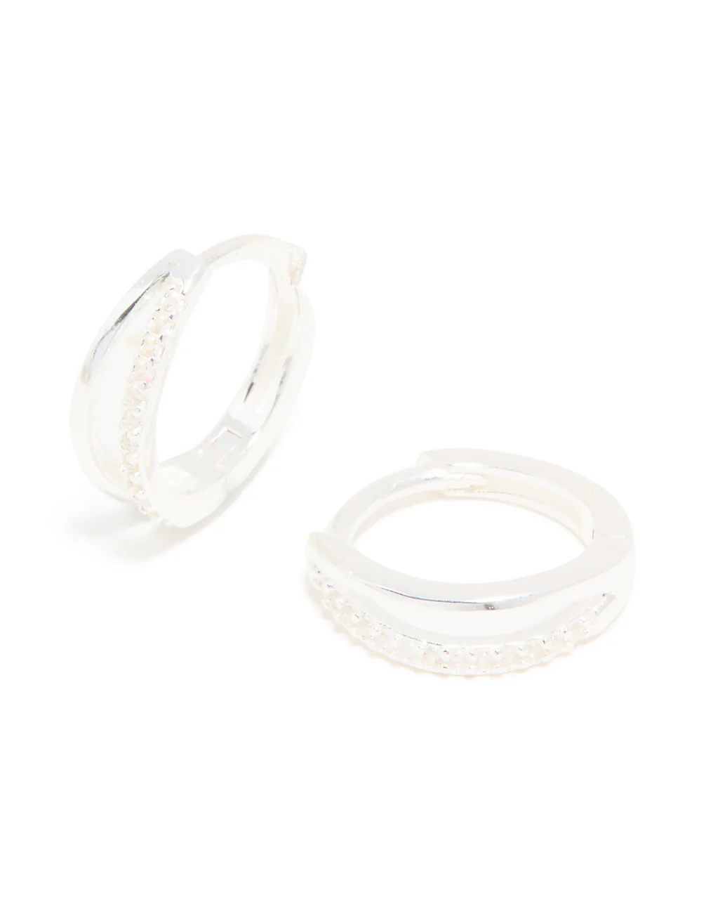 Sterling Silver Cubic Zirconia Double Hoop Earrings