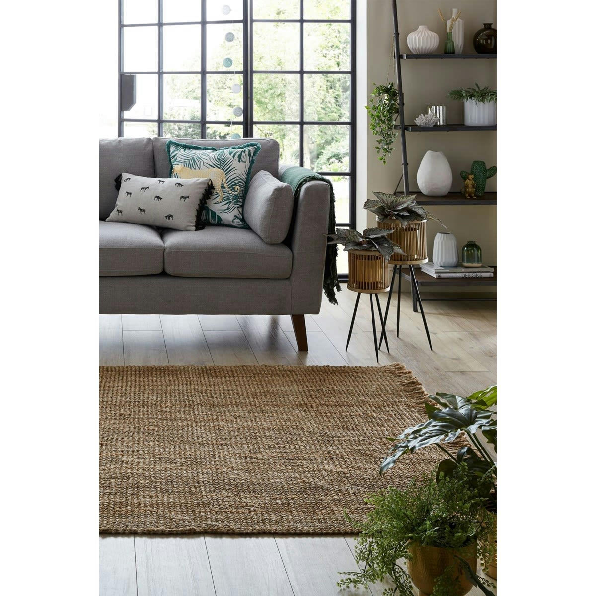 CURLY - Tapis moderne en jute beige 120x170 cm