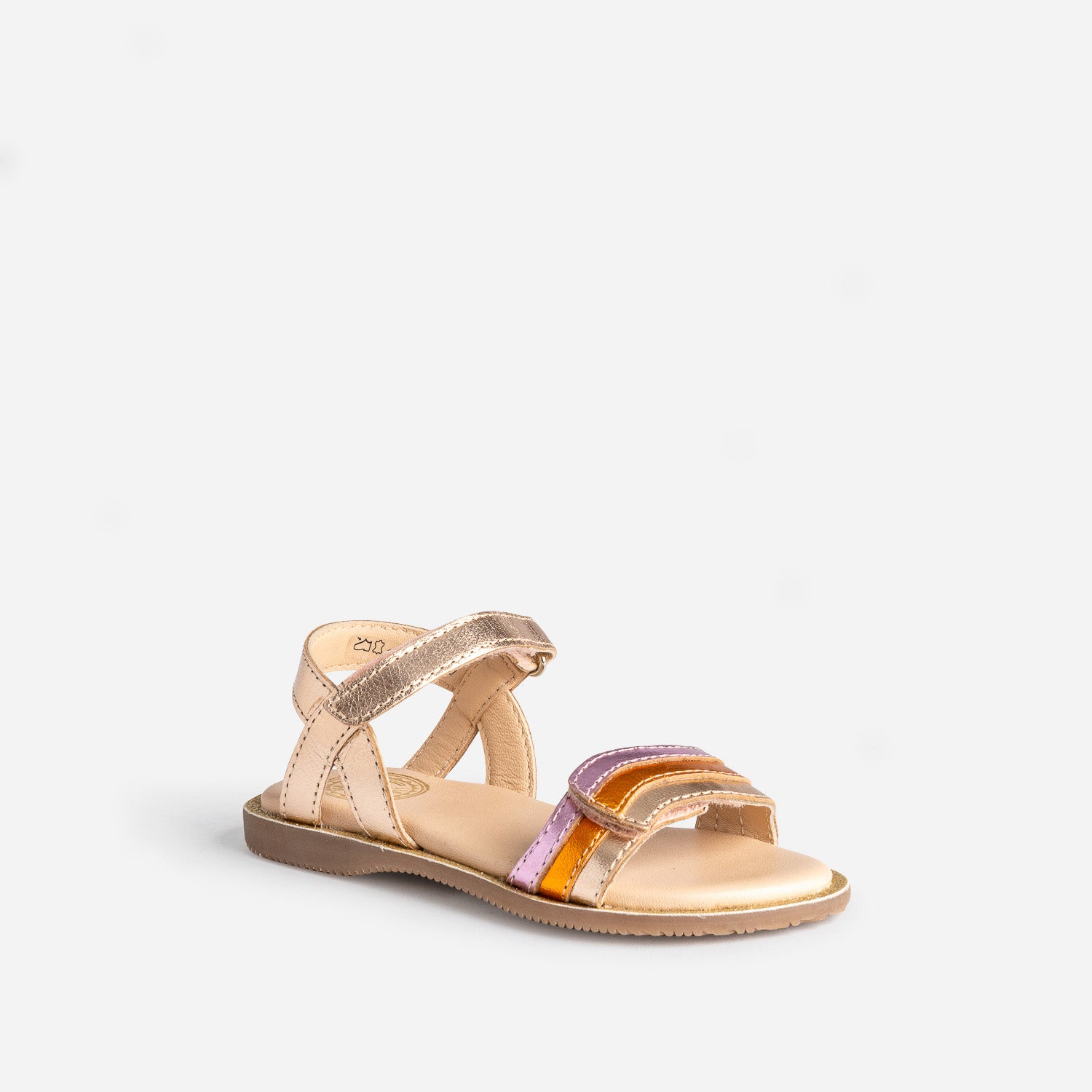 Sandale BUGGY dorée cuir bride tricolore