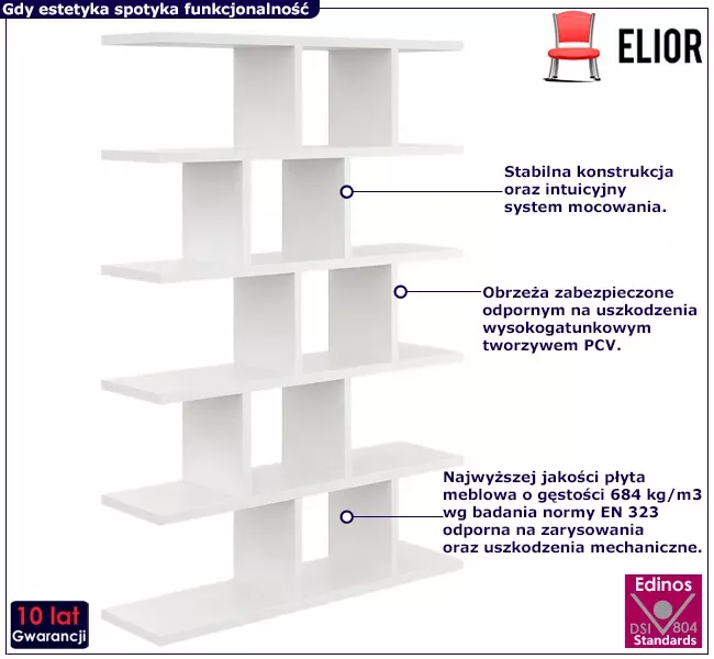 Biały skandynawski regał wiszący lub stojący - Tireon