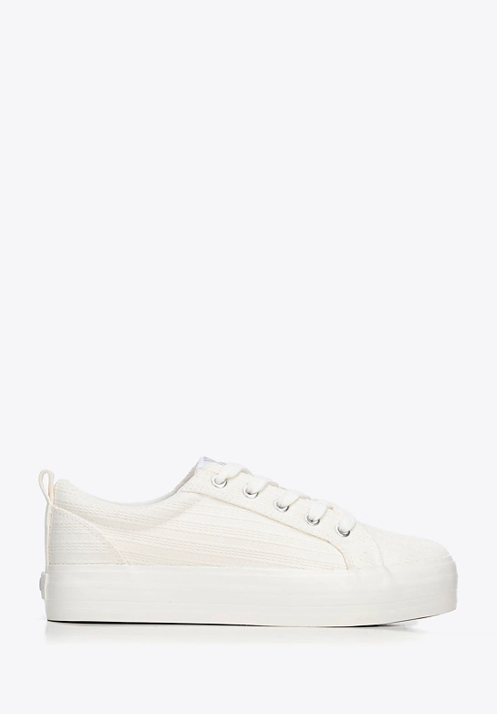 Damskie sneakersy na platformie kremowe
