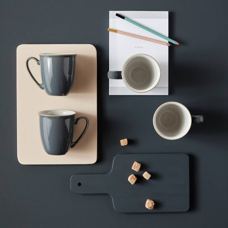 Denby Elements Set of 4 Stoneware Mugs - Fossil Grey
