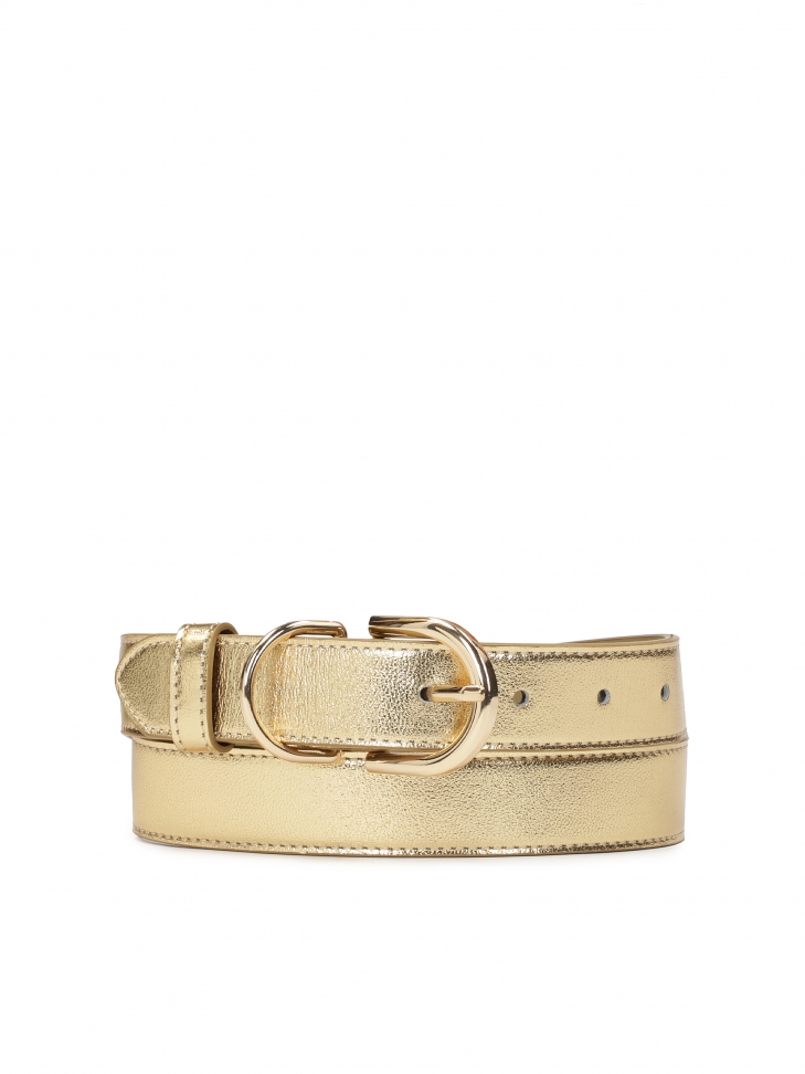 Gold smooth grain leather belt