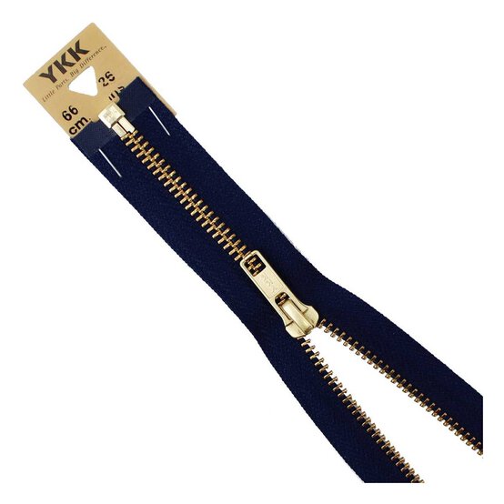 YKK Medium Weight Brass Elements Zip 66cm Navy Blue