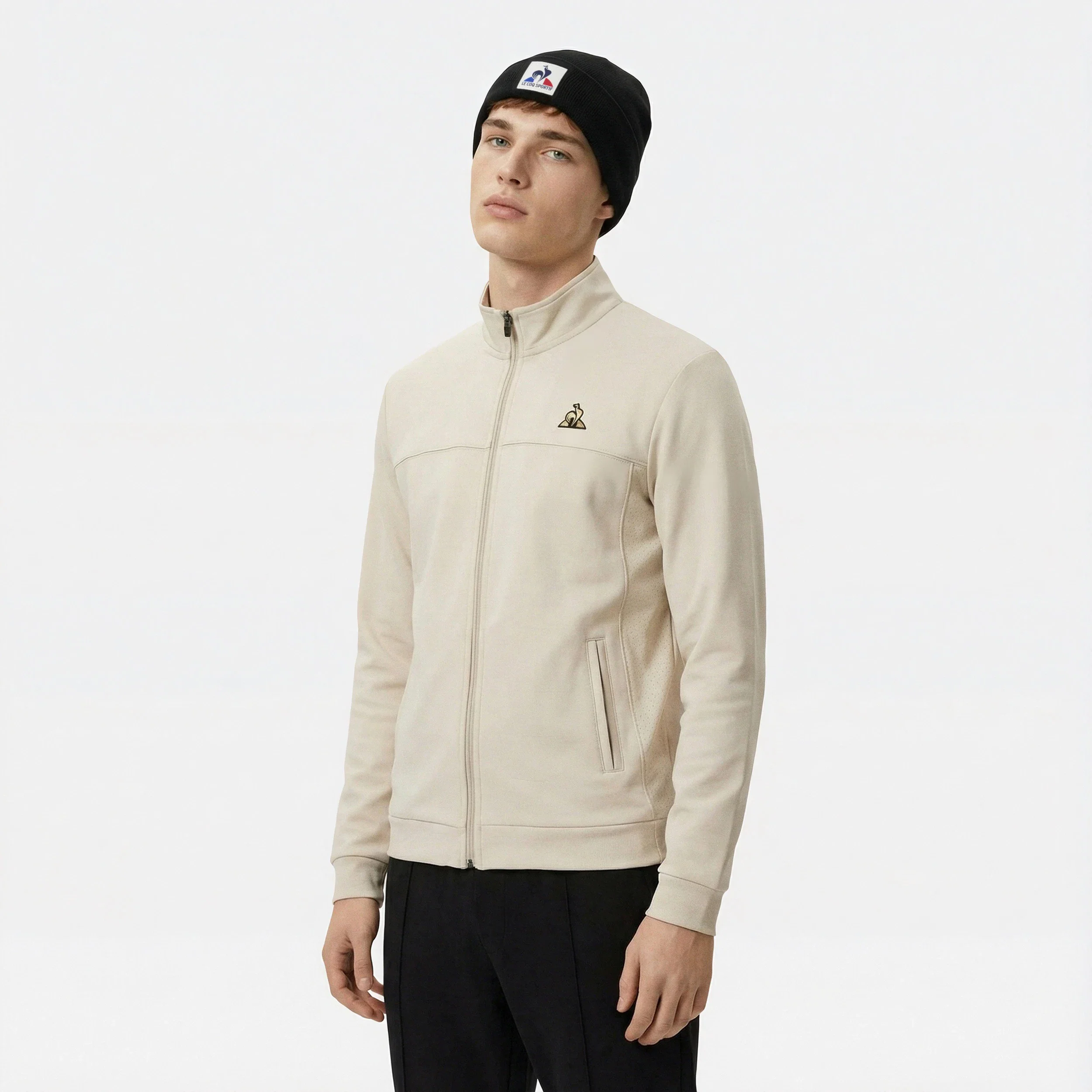 Veste zippée Coq d'or double face avec empiècements texturés