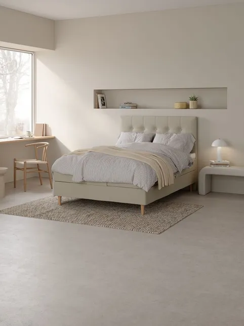 Elevationsseng 140x200cm TONDRA + TOSEN sand-91 Medium