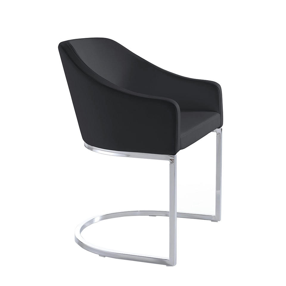 - Chaise en simili cuir noir et chromé