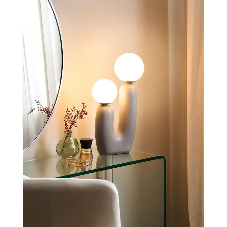 TULUN - Tafellamp - Grijs - Glas