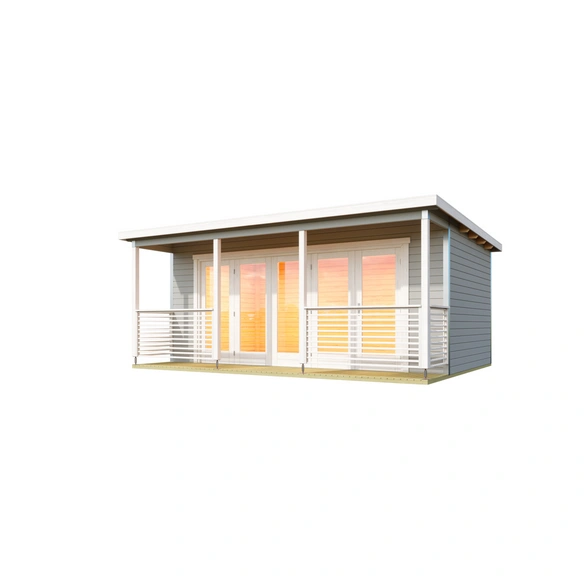 Blockbohlenhaus »Liverpool«, BxHxT: 580 x 239,4 x 430 cm (Außenmaß inkl. Dachüberstand), grau