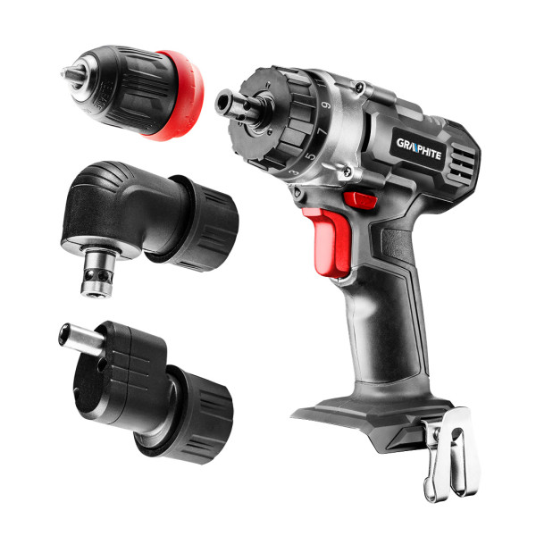 Wiertarko-wkrętarka akumulatorowa 1/4"   adaptery GRAPHITE