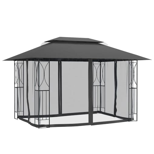 NNEVL Gazebo with Sidewalls Anthracite 400x300x270 cm Steel
