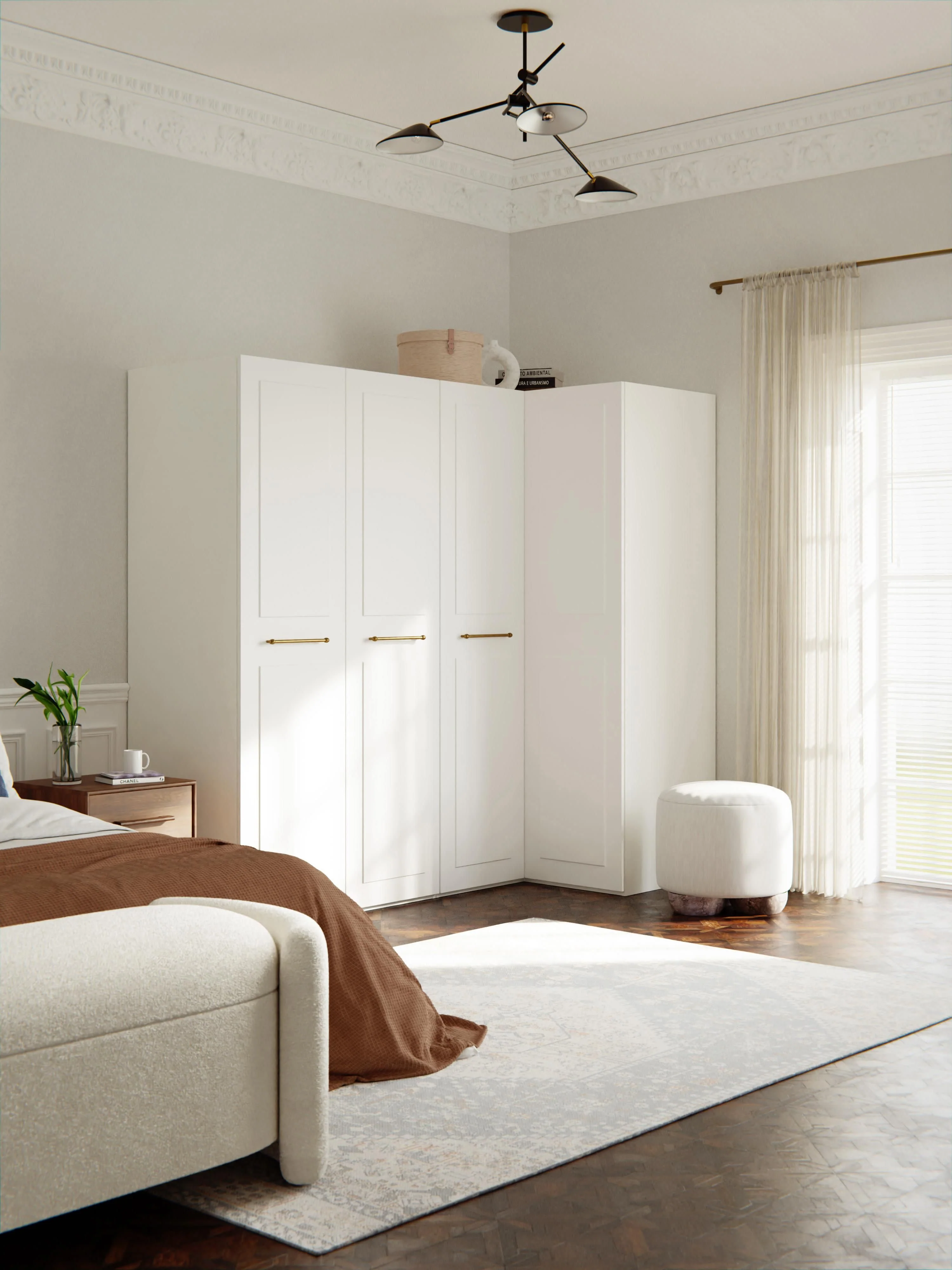 Modularer Eck-Kleiderschrank Charlotte, 215 cm Breite, in verschiedenen Größen