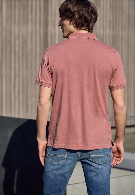 Kurzarm Poloshirt im Melange-Look
