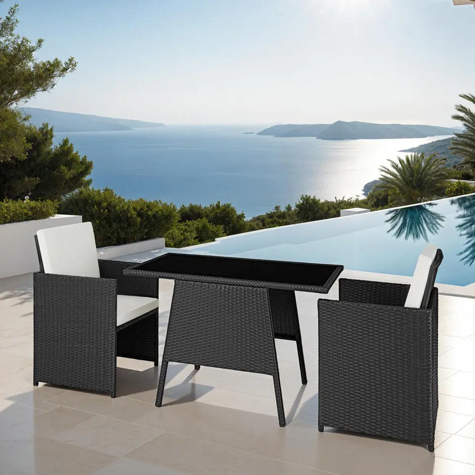 tectake Wicker tuinset Lausanne 2 1 - Zwart