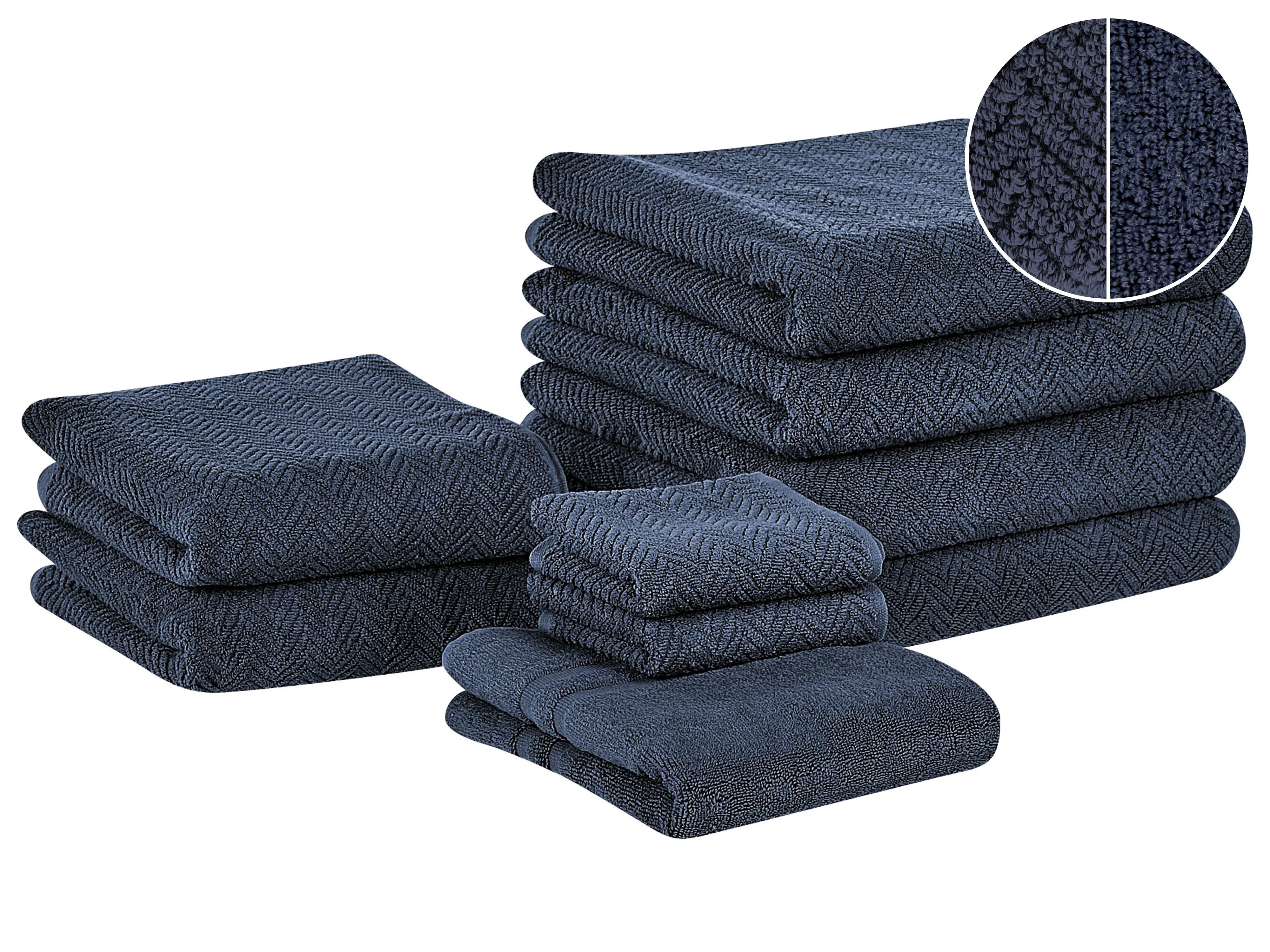Set of 2 Towels MITIARO Terry Cotton Dark Blue