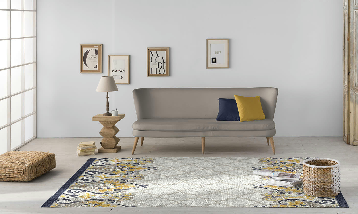 INDIRA - Tapis décoratif en coton en impression digital beige 160x230 cm