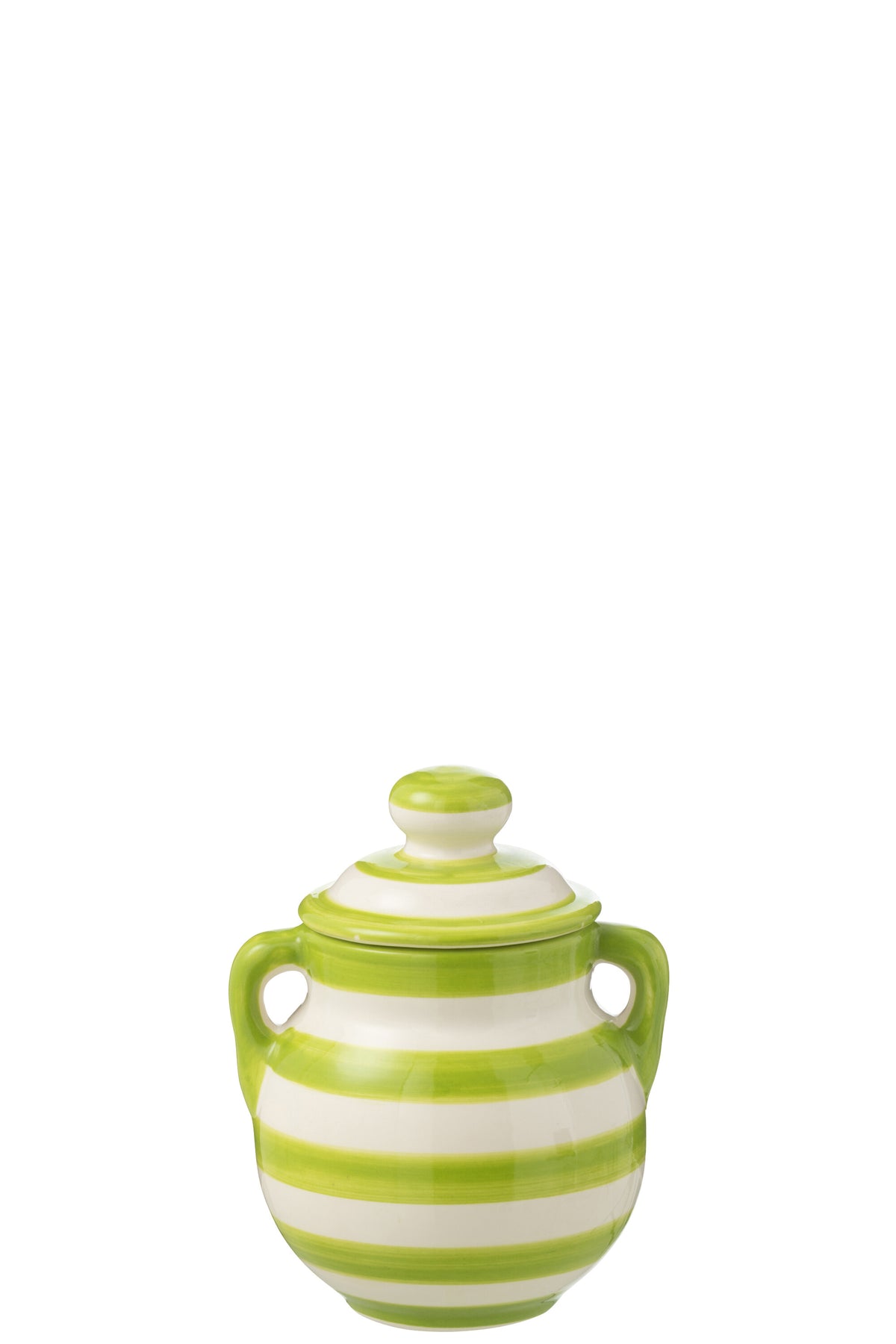 J-Line voorraadpot Granada Stripes - keramiek - wit/groen