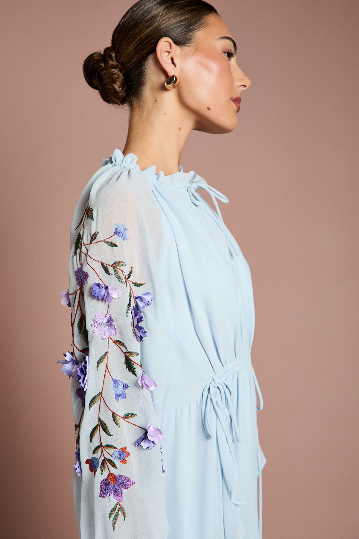 Coast 3D Floral Ruched Detail Midi Dress