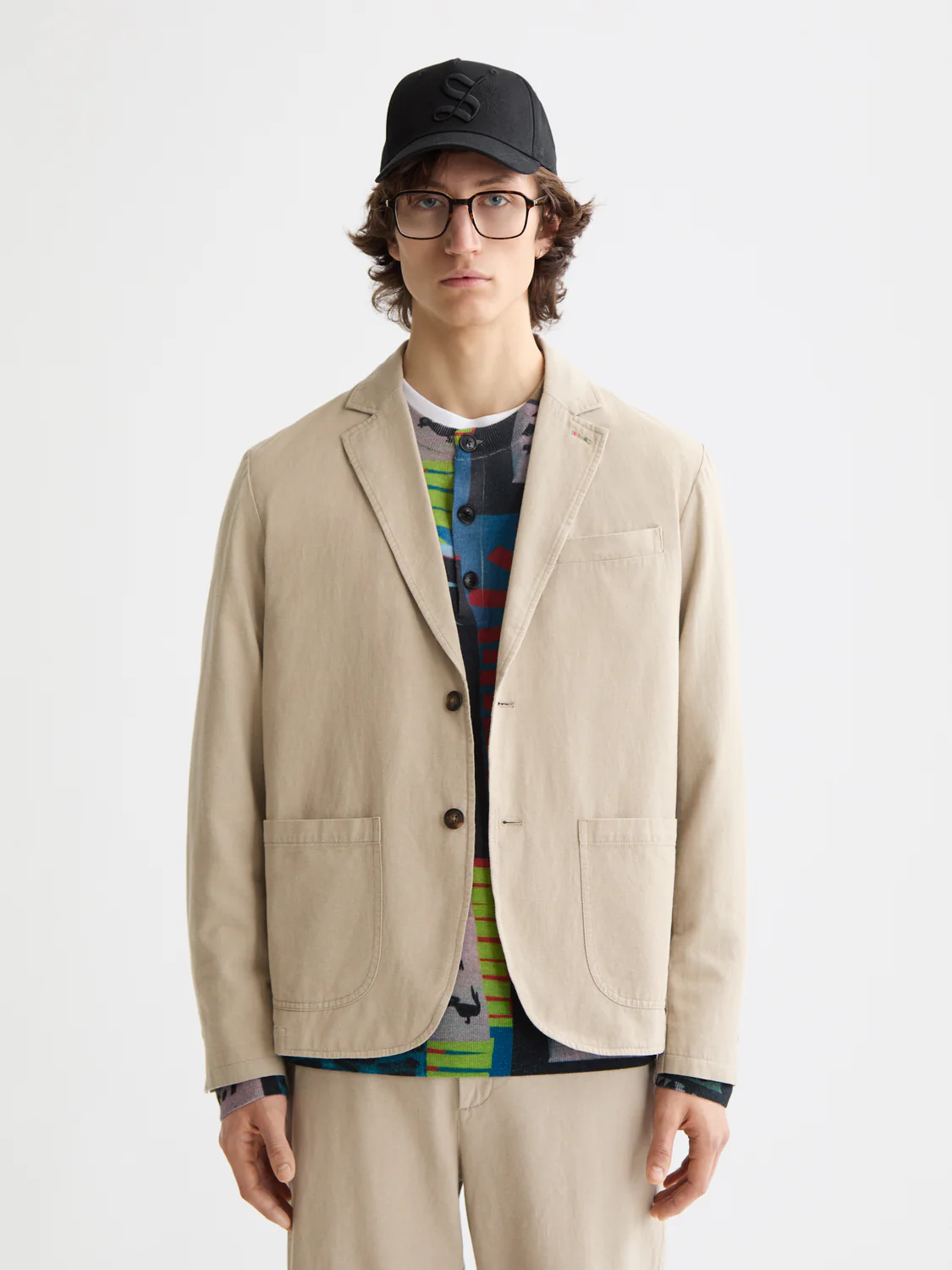 Relaxed-Fit Cotton Linen Twill 2-Button Blazer