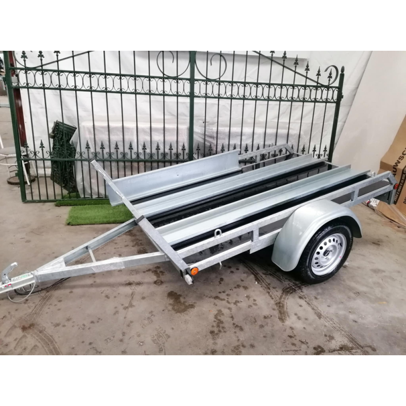 Remorque pour moto simple essieu en métal et bois 240 x 132 cm CUSTAFER