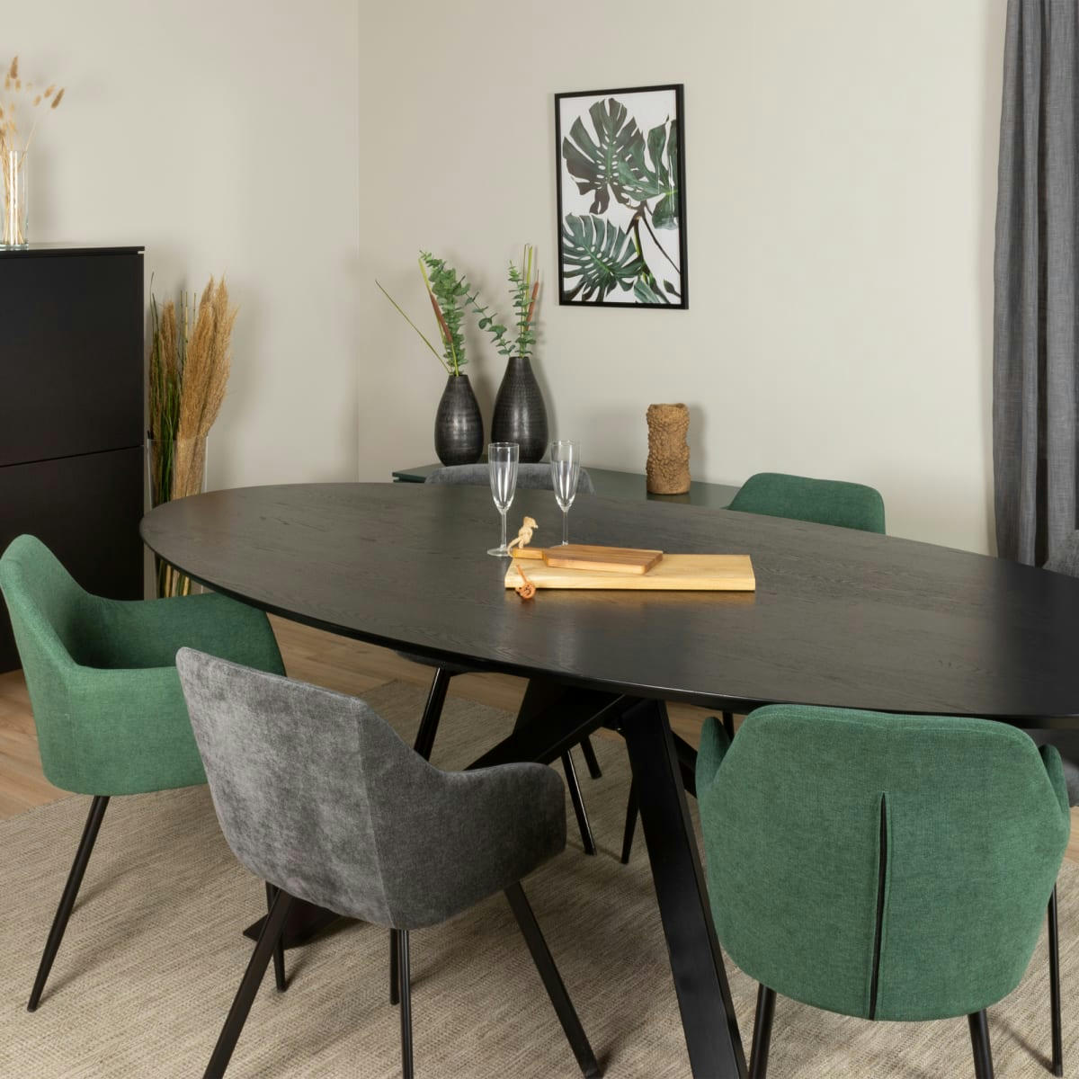 COXI - Table à manger ovale 240x120cm couleur noire