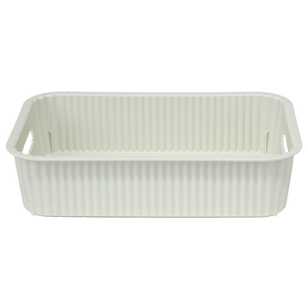 Panière de rangement 2L rectangulaire plastique blanc 25,5x17xH6cm