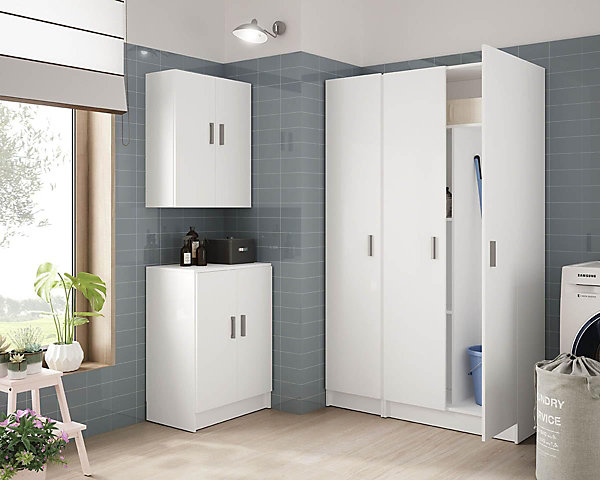Armoire avec 1 porte et 4 étagères, coloris blanche, 180 x 37,2 x 37 cm