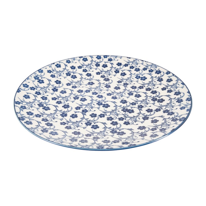 Dinerbord blue print - flowers - &Oslash;26 cm