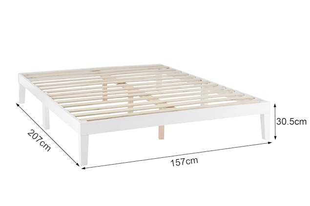 NNEKGE William Wood Bed Frame (Queen White)