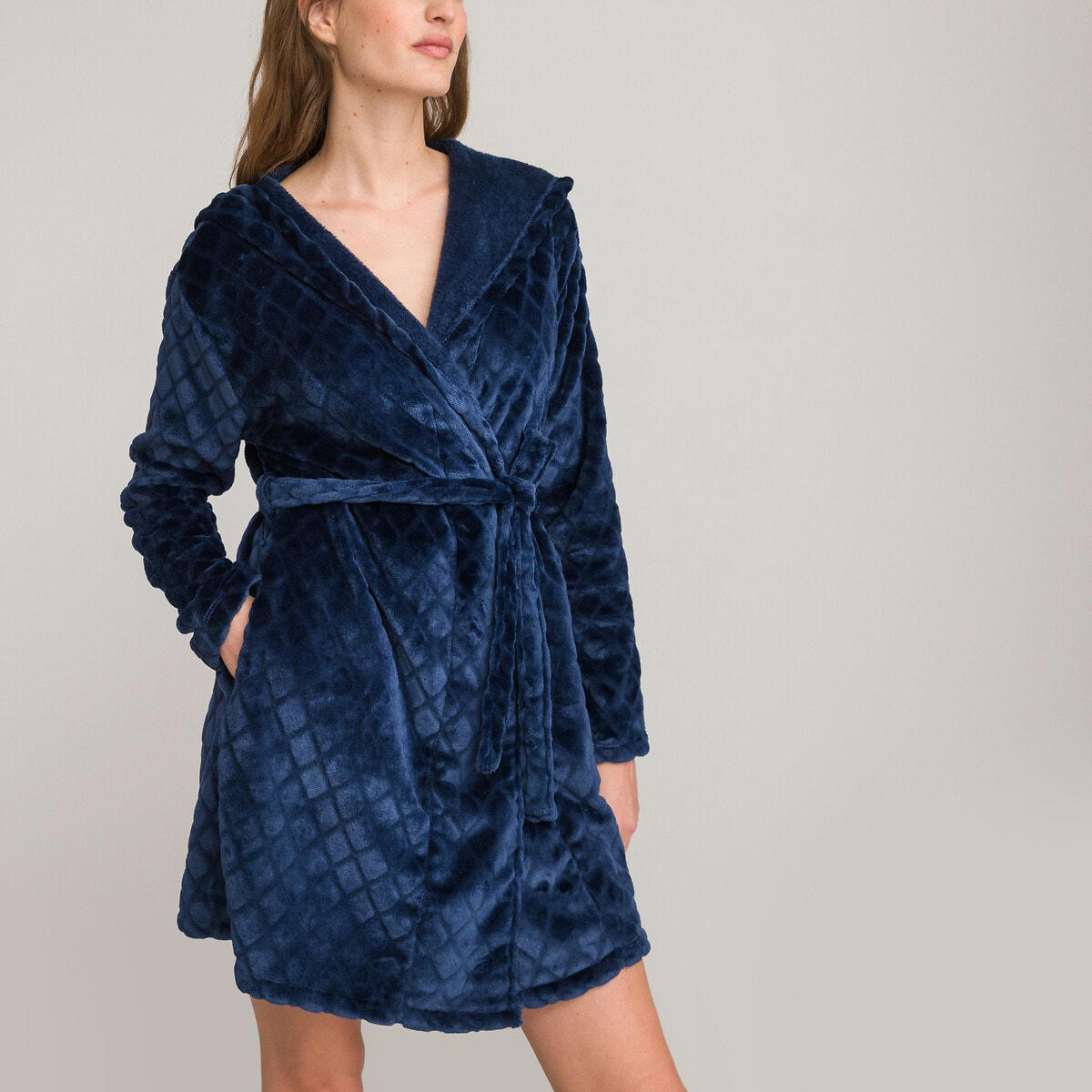 Robe de chambre à capuche, en maille polaire