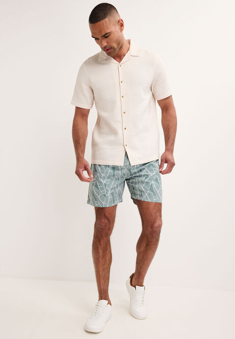 Mens Sage Leaf Print Swim Shorts