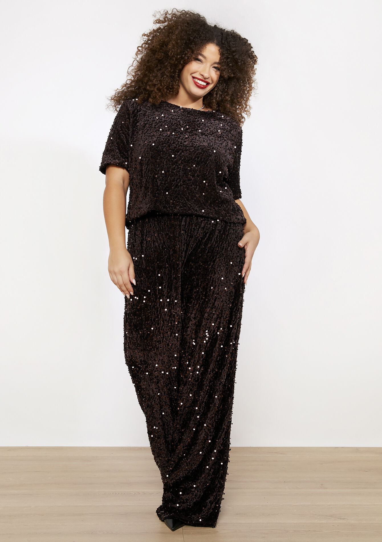 Fluwelen paillettenbroek