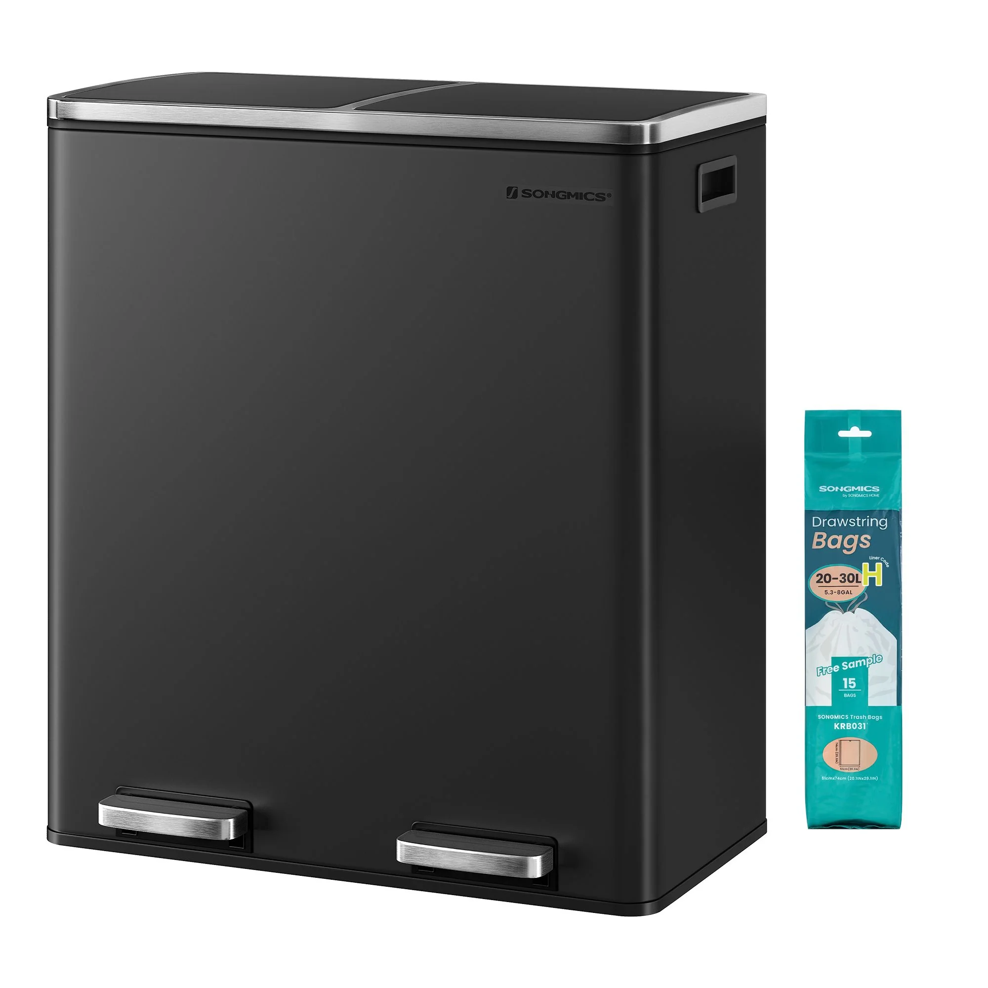 Poubelle à double compartiments (2*30 L)
