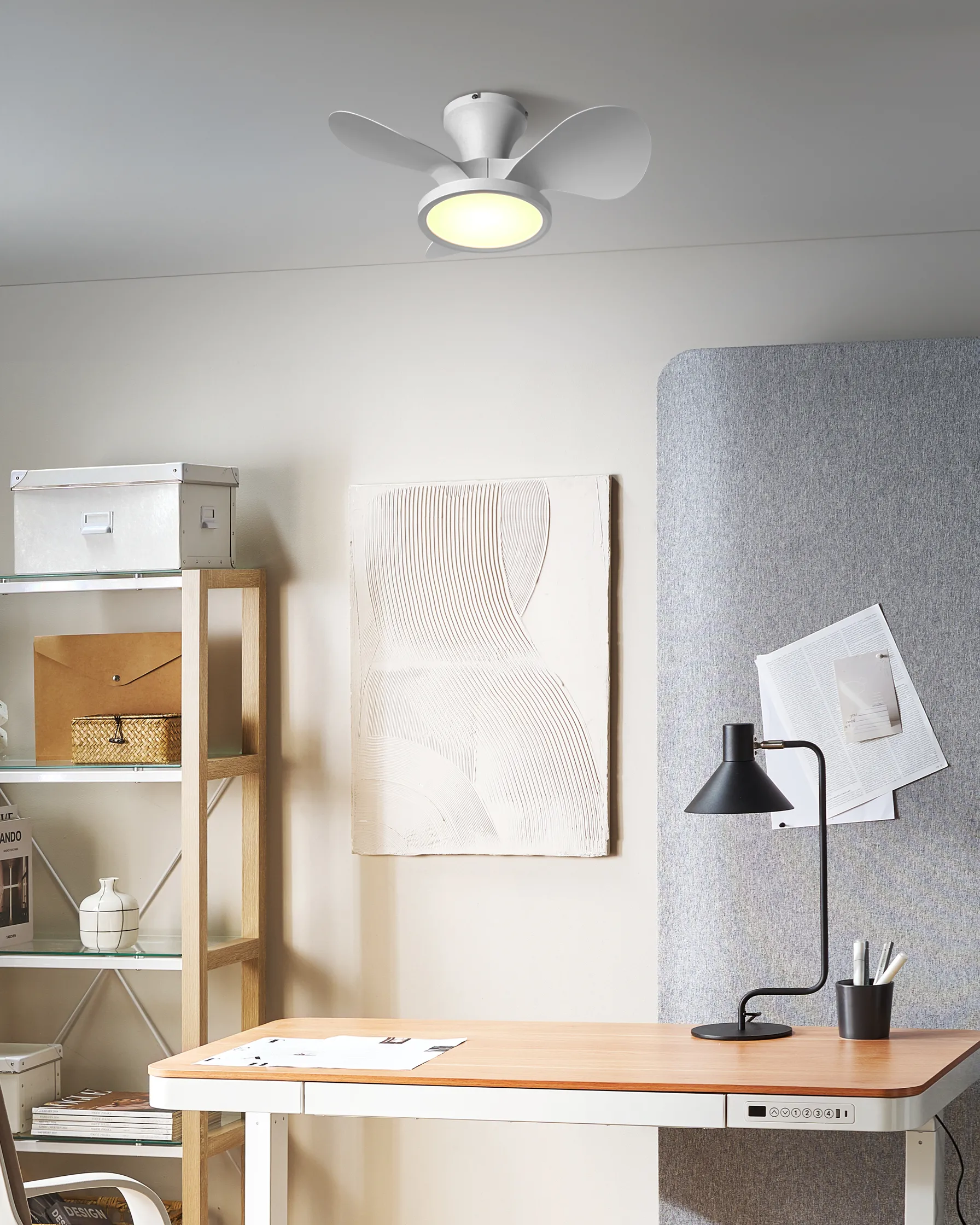 Ceiling Fan with Light PUNTI with Remote LED White